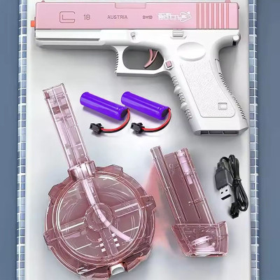 Водяний акумуляторний пістолет Glock Water Gun (250ml) with lithium battery Pink