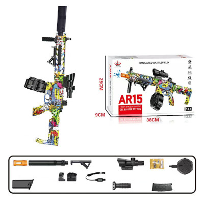 Автомат на гідрогелевих кульках (орбізах) AR15 Alphabet Green