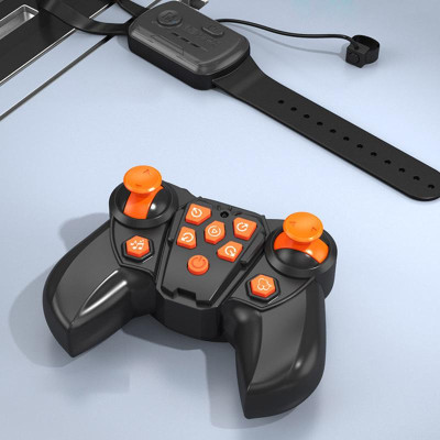 Дитячий восьмиколісний динозавр на радіокеруванні SHT 2590 2.4G (with 2 remote) Grey / Orange