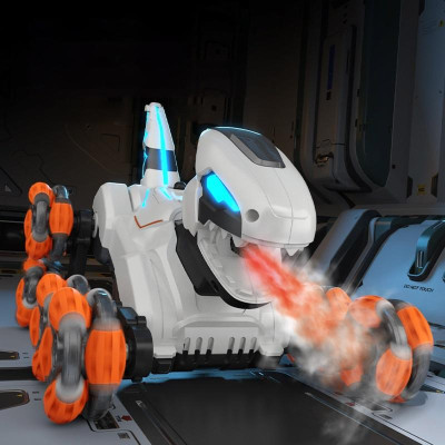 Дитячий восьмиколісний динозавр на радіокеруванні SHT 2590 2.4G (with 2 remote) Grey / Orange