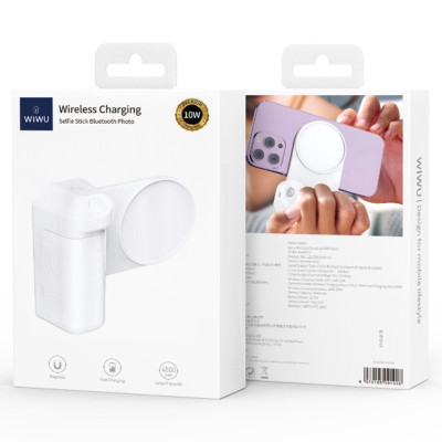 Портативний ЗП Power Bank WIWU Wi-W016+Selfie Stick з БЗП 4500 mAh White