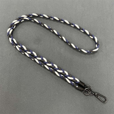 Плетений шнурок (5мм) 120см Black / Blue / White