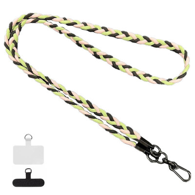 Плетений шнурок (5мм) 120см Light Blue / Green