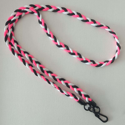 Плетений шнурок (5мм) 120см Black / Pink / White