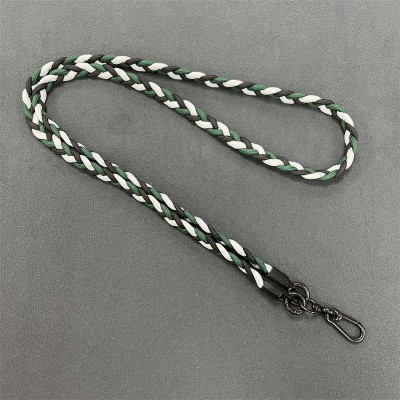 Плетений шнурок (5мм) 120см Dark Green / Black / White