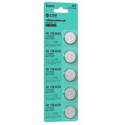 Батарейки Hoco JA7 (CR2025) Button 5 pcs Silver