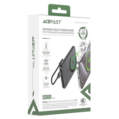 Портативний ЗП Power Bank Acefast M30 PD20W з БЗП with cable 5000 mAh Black Портативний ЗП Power Bank Acefast M30 PD20W з БЗП with cable 5000 mAh Black