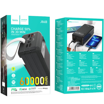 Портативний ЗП Power Bank Hoco J86B Electric 22.5W+PD20W 60000 mAh Чорний