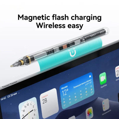 Стілус Usams US-ZB264 Transparent Magnetic Charding Tilt-sensitive Active Touch for iPad Transparent black