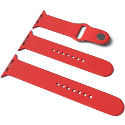 Силіконовий ремінець для Apple Watch Sport Band 38/40/41/42mm(ser.10) (S/M & M/L) 3pcs Червоний / Red