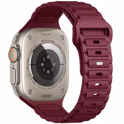 Силіконовий ремінець Defense для Apple Watch 38/40/41/42mm(ser.10) (140-190mm) Wine Red