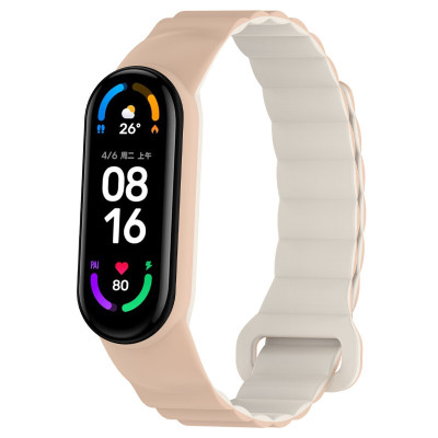 Ремінець Dual-color Magnetic для Xiaomi Mi Band 7/6/5/4/3 Beige / White