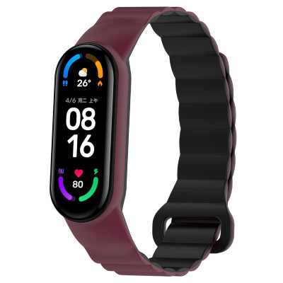 Ремінець Dual-color Magnetic для Xiaomi Mi Band 7/6/5/4/3 Plum / Black