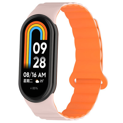 Ремінець Dual-color Magnetic для Xiaomi Mi Band 9/8/10 Light Pink / Orange
