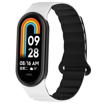 Ремінець Dual-color Magnetic для Xiaomi Mi Band 9/8/10 White / Black
