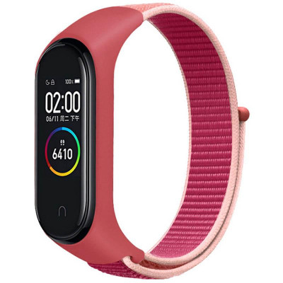 Ремінець Nylon New для Xiaomi Mi Band 3/4/5/6/7 Pomegranate Red / Pink