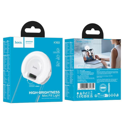 Портативна лампа для селфі Hoco K160 Olas 400 mAh White Портативна лампа для селфі Hoco K160 Olas 400 mAh White