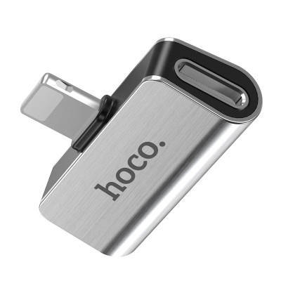 Перехідник Hoco LS24 Lightning to lightning audio/lightning Сталевий