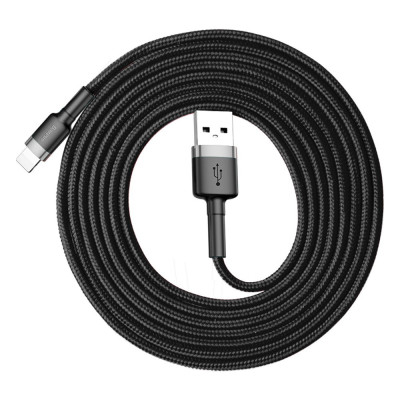 Дата кабель Baseus Cafule USB to Lightning 1.5A (2m) (CALKLF-C) Сірий / Чорний