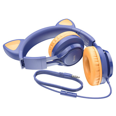 Накладні навушники Hoco W36 Cat ear (3.5mm/1.2m) Midnight Blue Накладні навушники Hoco W36 Cat ear (3.5mm/1.2m) Midnight Blue