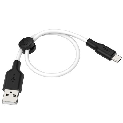 Дата кабель Hoco X21 Plus Silicone MicroUSB Cable (0.25m) Чорний / Білий