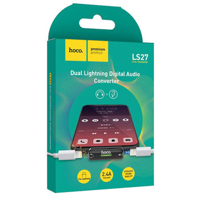 Перехідник Hoco LS27 Dual Lightning Сірий