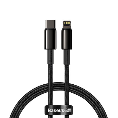 Дата кабель Baseus Tungsten Gold Type-C to Lightning PD 20W (1m) (CATLWJ) Чорний