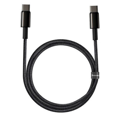 Дата кабель Baseus Tungsten Gold Type-C to Type-C Cable 100W (1m) (CATWJ-01) Чорний