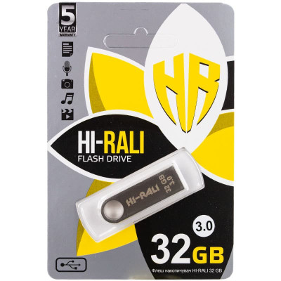 Флеш-накопичувач Hi-Rali Shuttle USB 3.0 Срібна серія — 32GB Срібний