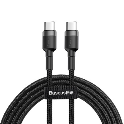Дата кабель Baseus Cafule Type-C to Type-C PD2.0 60W (2m) (CATKLF-H) Чорний / Сірий