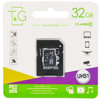 Карта пам'яті T&G (UHS-1) microSDHC Class 10 - 32GB (з адаптером) Чорний