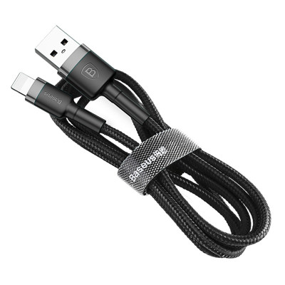 Дата кабель Baseus Cafule USB to Lightning 1.5A (2m) (CALKLF-C) Сірий / Чорний