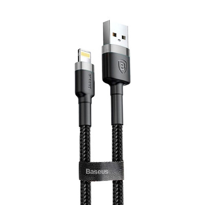 Дата кабель Baseus Cafule USB to Lightning 1.5A (2m) (CALKLF-C) Сірий / Чорний