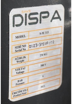 Дискова пила по металу з пневмо-затиском Dispa Makina S-M 315