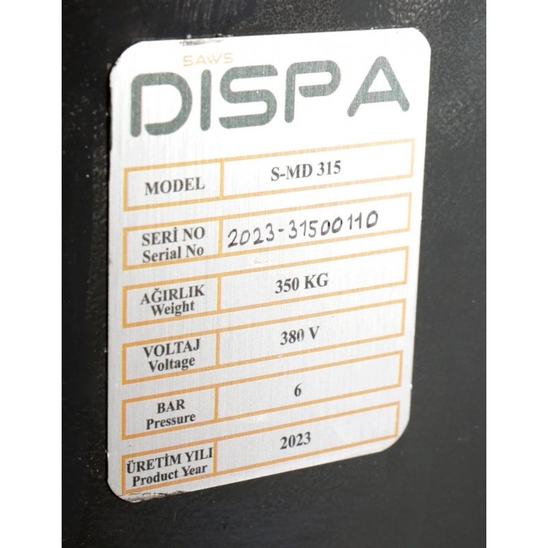 Дискова пила по металу з подвійним пневмо-затиском Dispa Makina S-MD 315