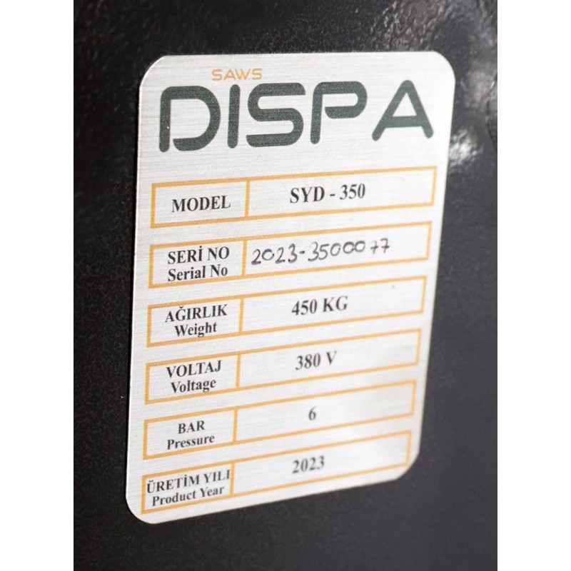 Напівавтоматична дискова пила з подвійним пневмо-затиском Dispa Makina S-YD350
