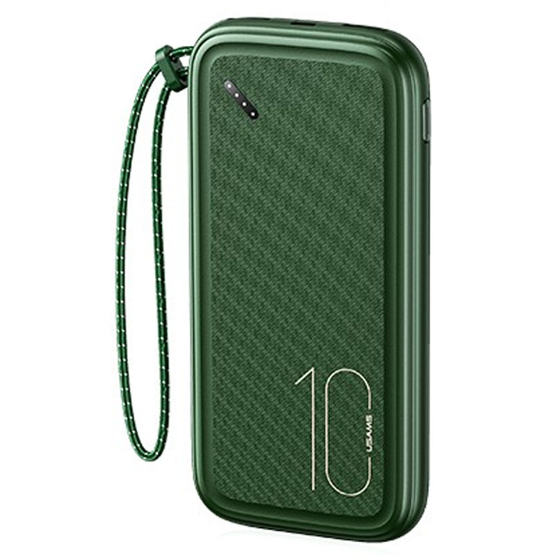 Зовнішній акумулятор Usams US-CD150 PB56 Power Bank with Lanyard 10000mah Dark Green (10KCD15003)