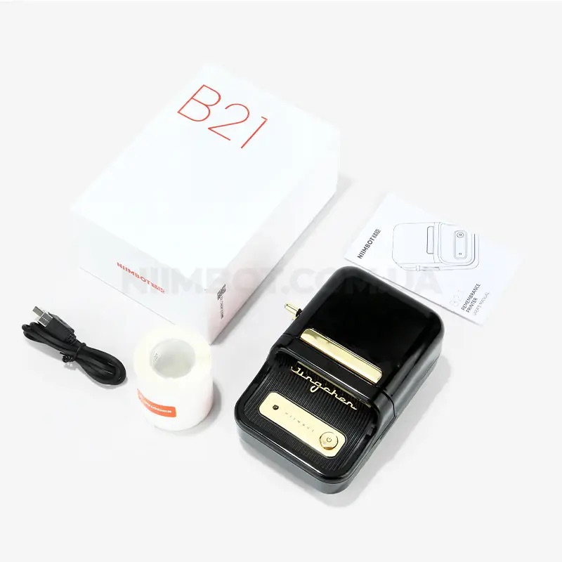 Термопринтер для друку наклейок NIIMBOT B21 Black (1AC1305200A) (1AC1305200A)