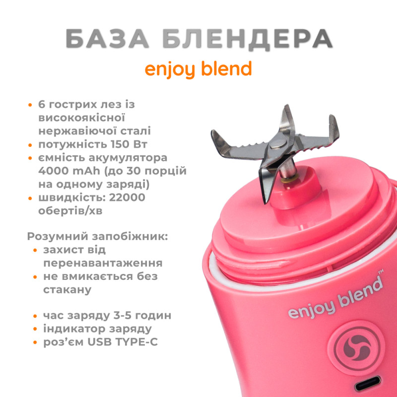 Портативний блендер ENJOY BLEND 63738399 рожевий (кораловий) (63738399)