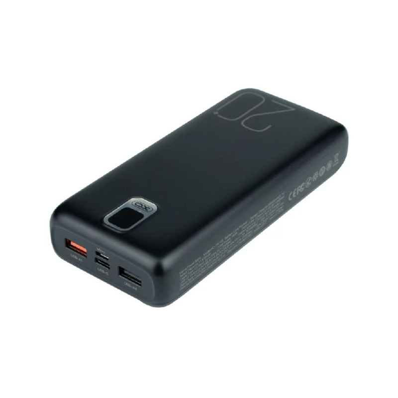Зовнішній акумулятор XO PR185 20000mAh PD20W+QC22.5W with cable Type-C/Lightning Black (6920680831791)