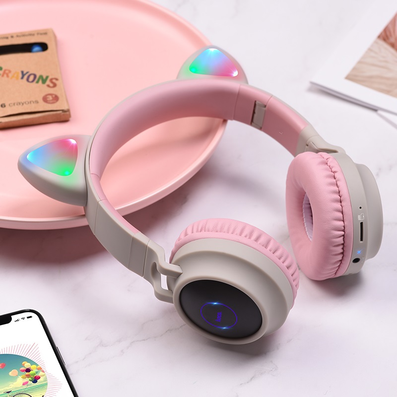 Бездротові накладні навушники HOCO W27 Cat ear wireless headphones Gray (6931474718457)