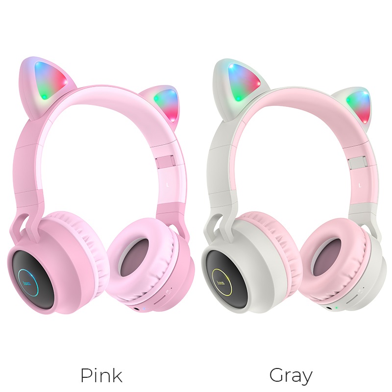 Бездротові накладні навушники HOCO W27 Cat ear wireless headphones Pink (6931474718464)