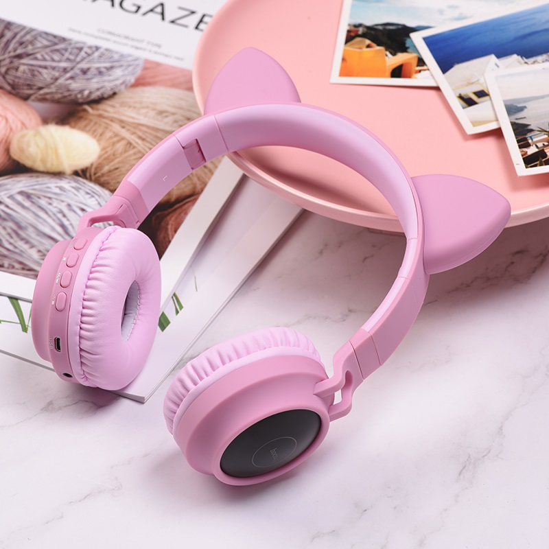 Бездротові накладні навушники HOCO W27 Cat ear wireless headphones Pink (6931474718464)