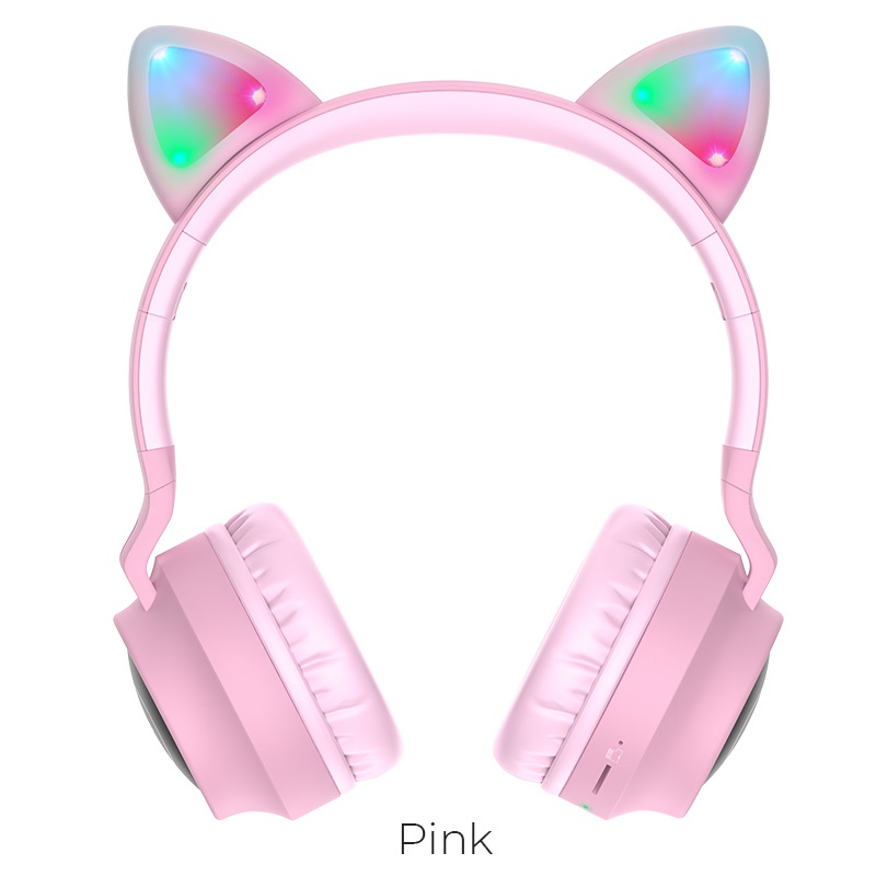 Бездротові накладні навушники HOCO W27 Cat ear wireless headphones Pink (6931474718464)