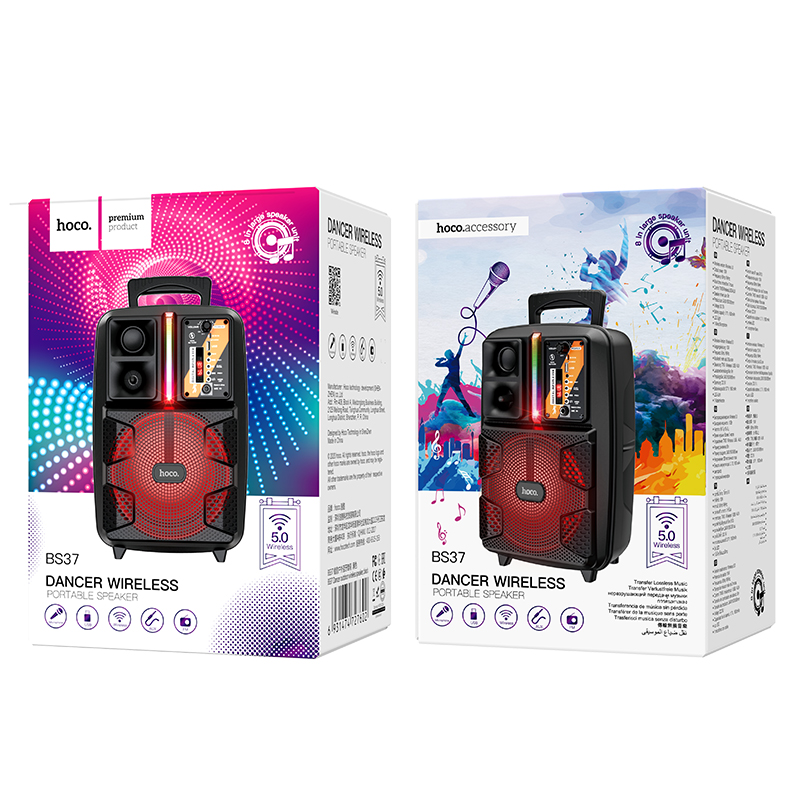 Портативна колонка HOCO BS37 Dancer outdoor wireless speaker Black (6931474727602)