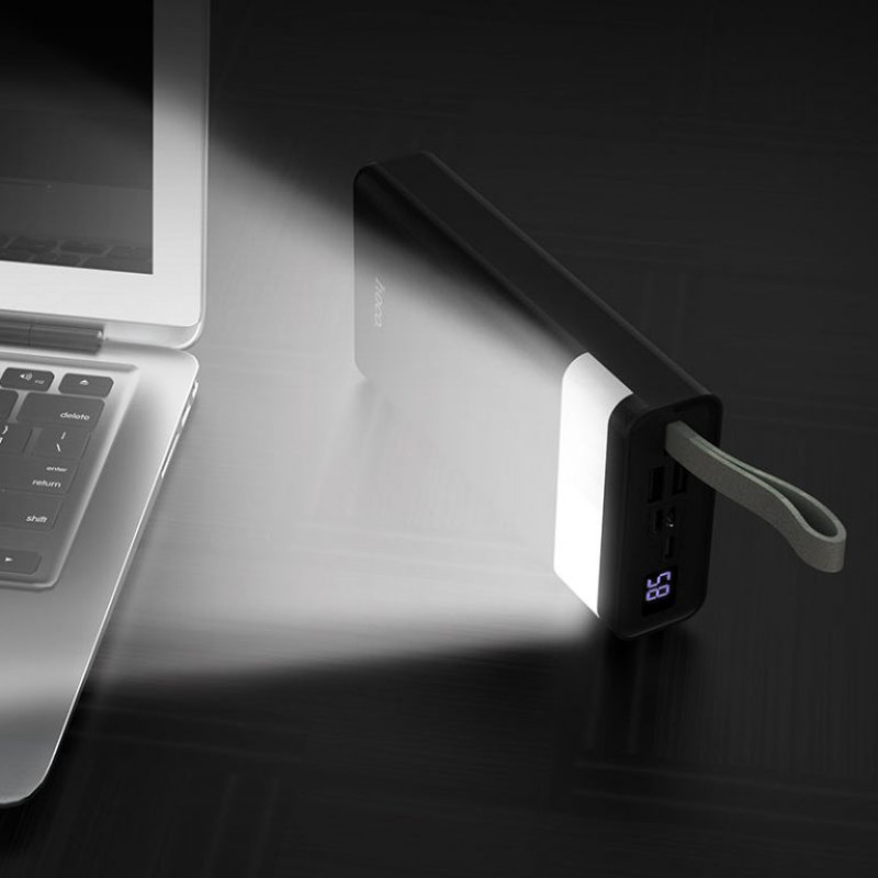 Зовнішній акумулятор HOCO J73 Powerful desk lamp power bank(30000mAh) Black (6931474739414)