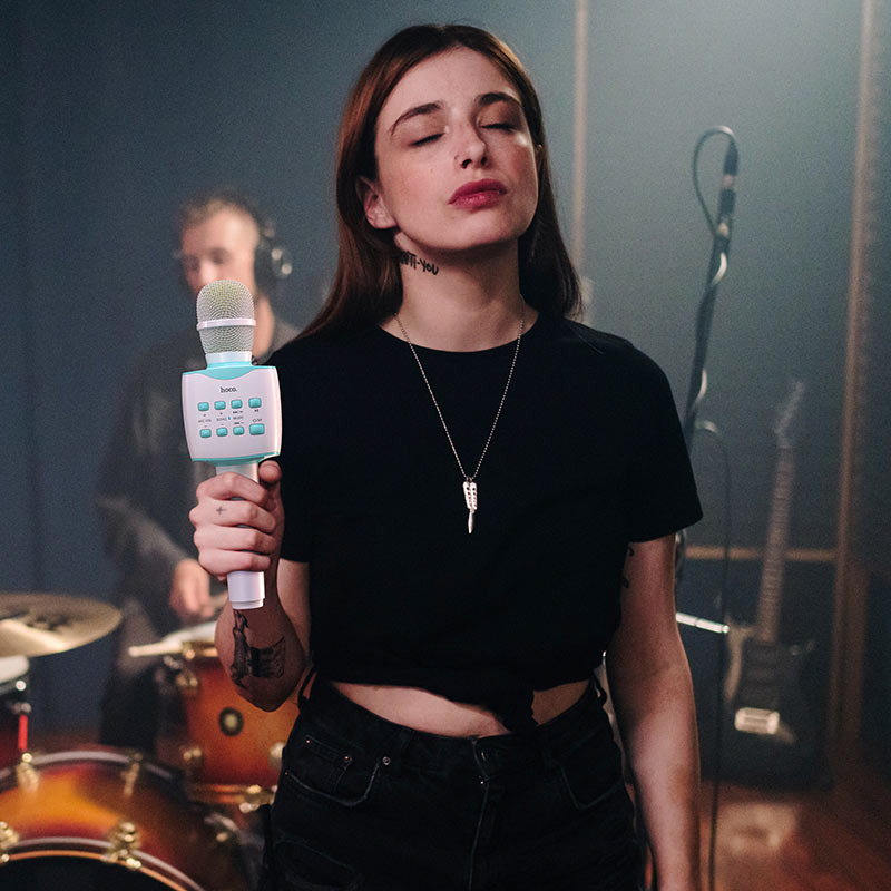 Портативна колонка-мікрофон HOCO BK5 Cantando karaoke microphone 5W Blue (6931474742308)