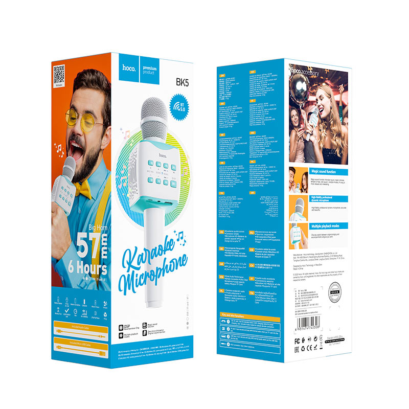 Портативна колонка-мікрофон HOCO BK5 Cantando karaoke microphone 5W Blue (6931474742308)