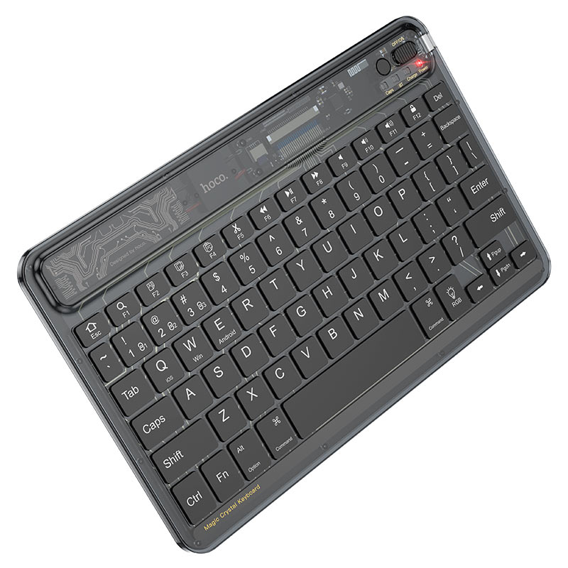 Клавіатура HOCO S55 Transparent Discovery edition wireless BT keyboard Dark Night Black (6931474778857)