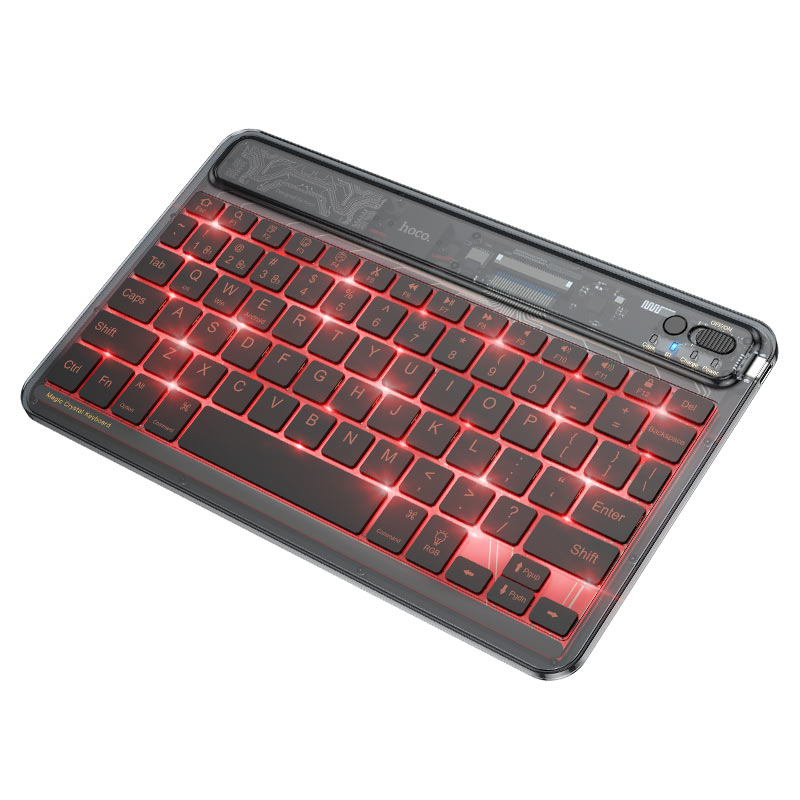 Клавіатура HOCO S55 Transparent Discovery edition wireless BT keyboard Dark Night Black (6931474778857)